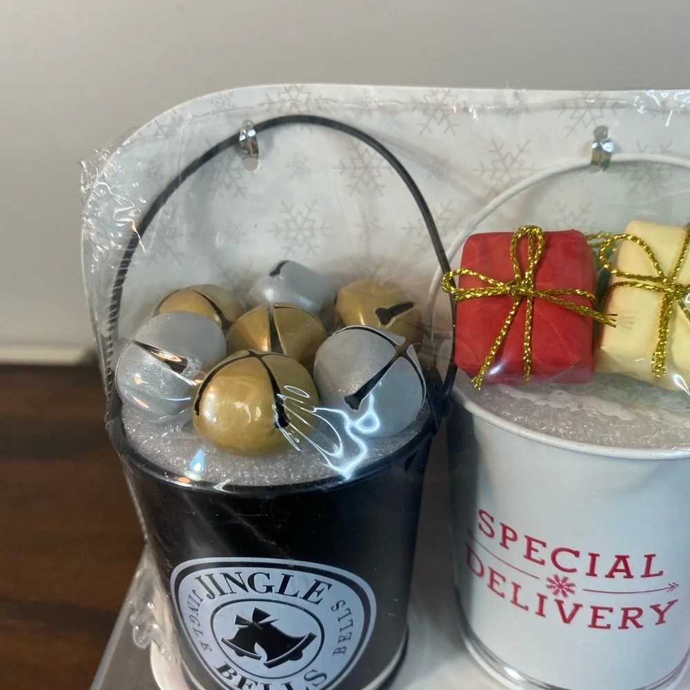 Target Bullseye Christmas 3 Buckets Ornaments